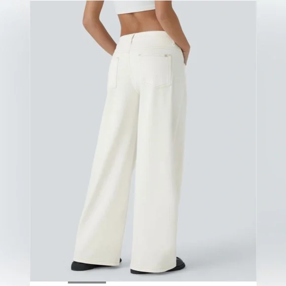 Halara Flex Asymmetric Low Rise Zipper Pockets Baggy White XL Petite - Picture 8 of 14